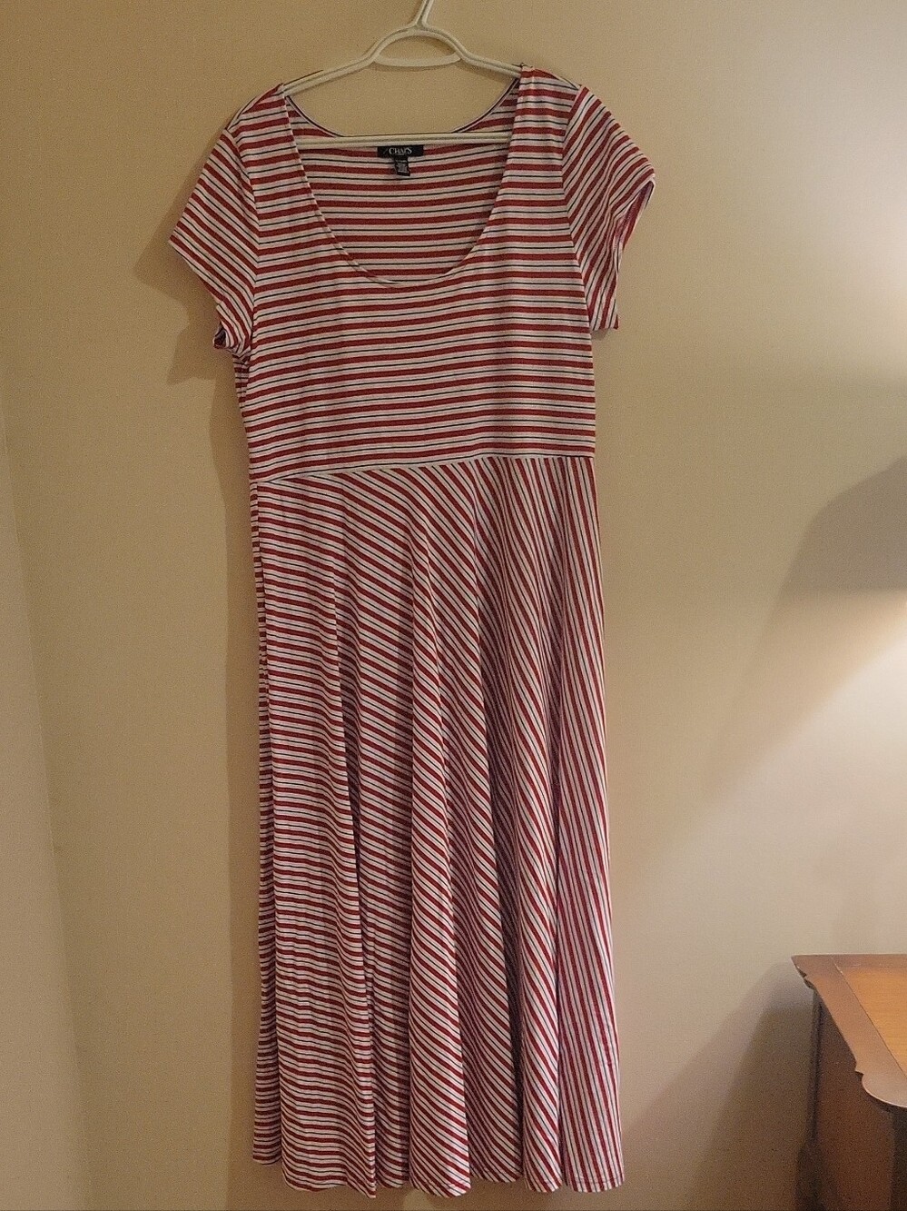 #2 Chaps Red and White Striped Maxi Dress
